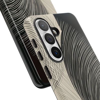 Beige Tough Phone Case for Samsung - Obsidian Cream Plume