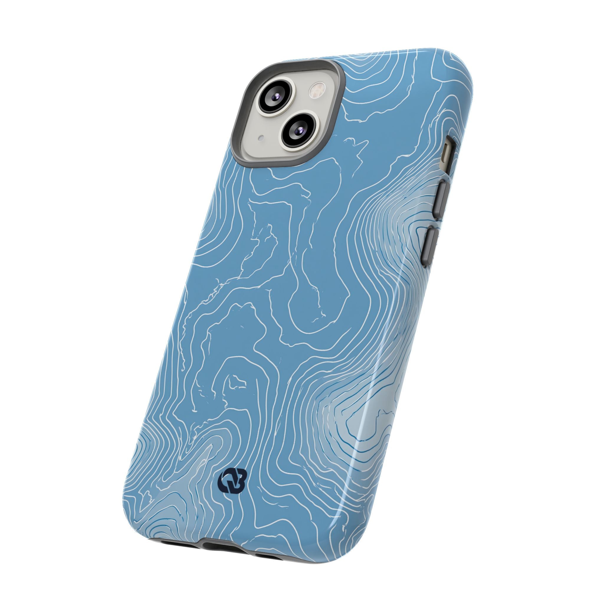 Blue Tough Phone Case for iPhone - Glacial Ridge Topo