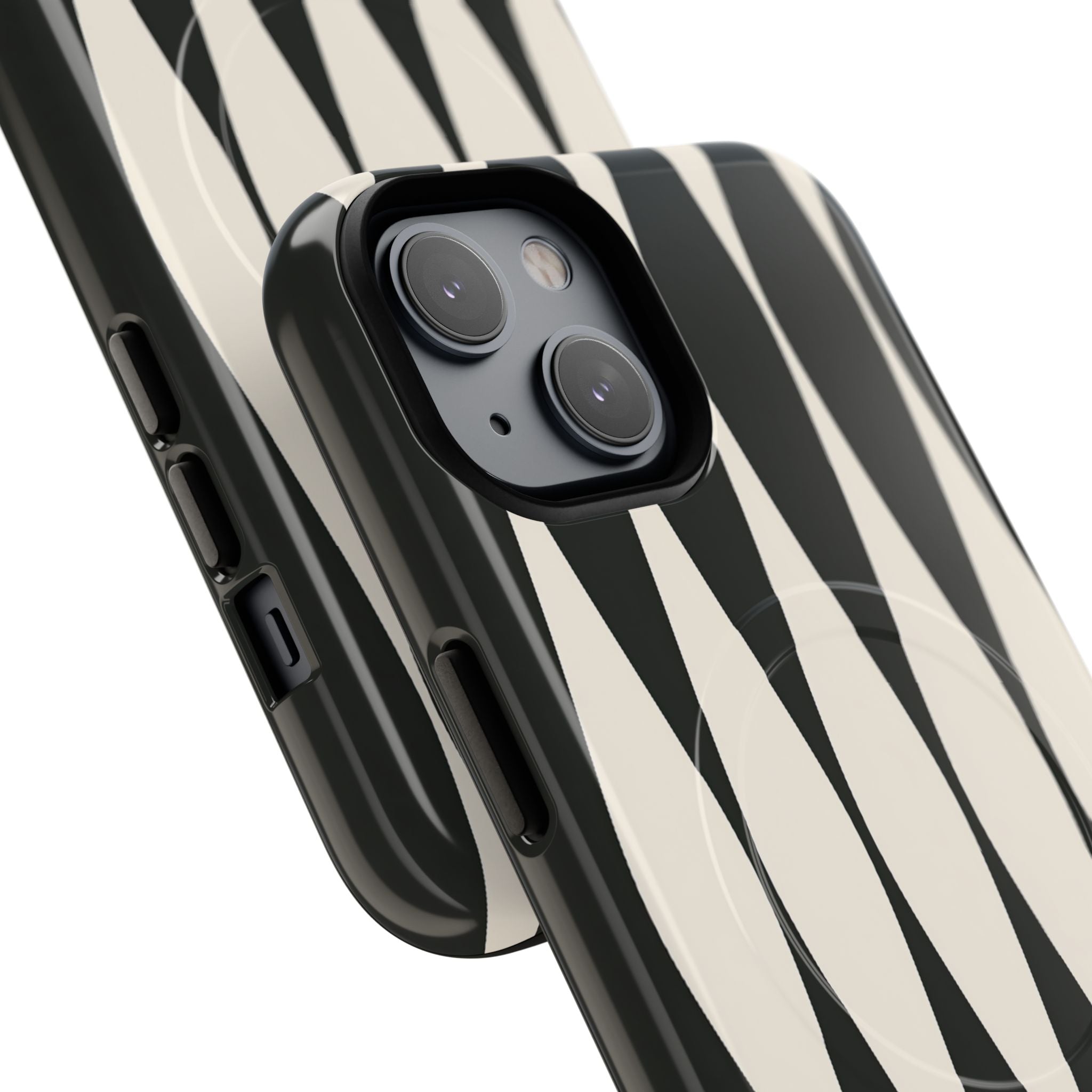 Black Tough 2.0 Magsafe Phone Case for iPhone - Ivory Spindle Grid