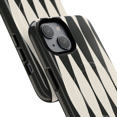 Black Tough 2.0 Magsafe Phone Case for iPhone - Ivory Spindle Grid