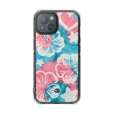 Tropical Hibiscus Bloom · Clear Impact Magnetic Phone Case for iPhone · Teal