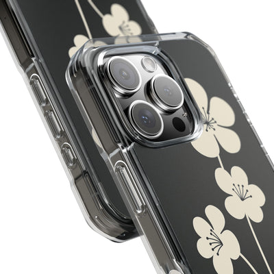 Black Impact MagSafe Phone Case for iPhone - Obsidian Cream Bloom