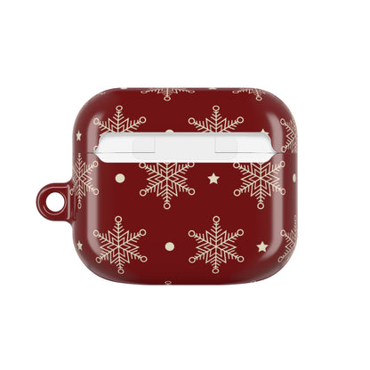 Cream Snowflakes Crimson - AirPods Case