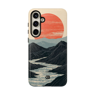 Beige Tough Phone Case for Samsung - Crimson Ridge Flow