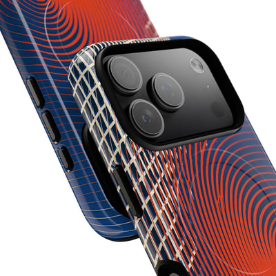 Blue Tough 2.0 Magsafe Phone Case for iPhone - Orange Orbit Grid