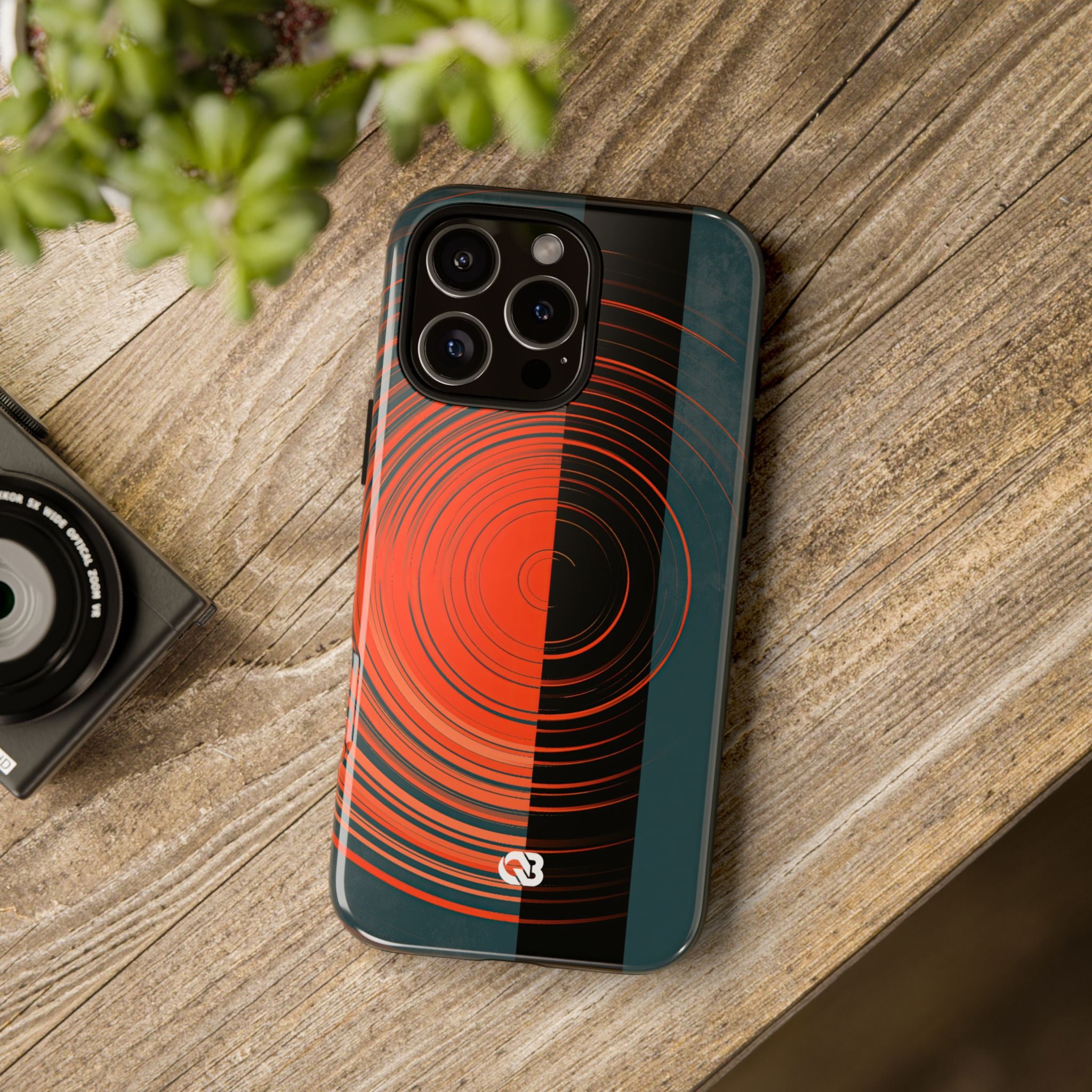 Teal Tough Phone Case for iPhone - Burnt Slate Radial