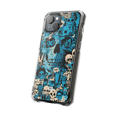 Electric Skull Graffiti · Clear Impact Magnetic Phone Case for iPhone · Blue