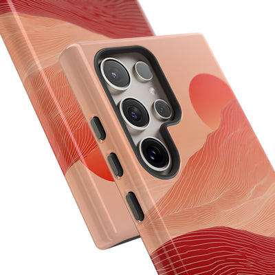 Red Tough Phone Case for Samsung - Crimson Ridge Lines