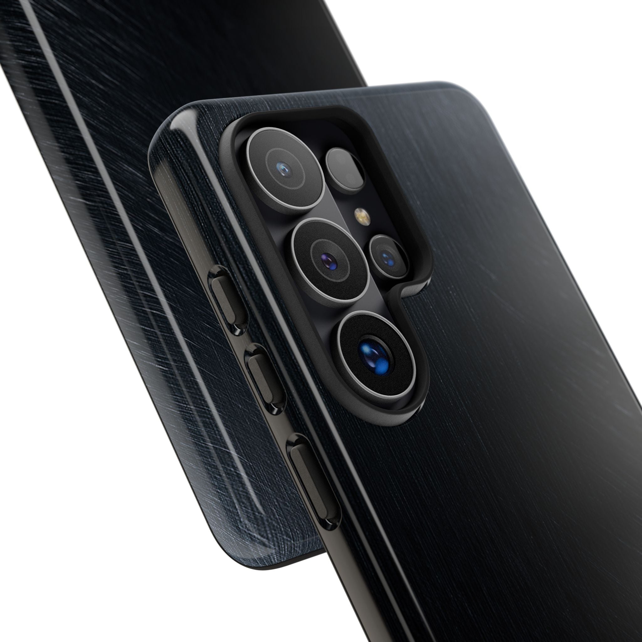 Black Tough Phone Case for Samsung - Midnight Brushed Grain