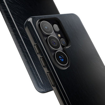 Black Tough Phone Case for Samsung - Midnight Brushed Grain