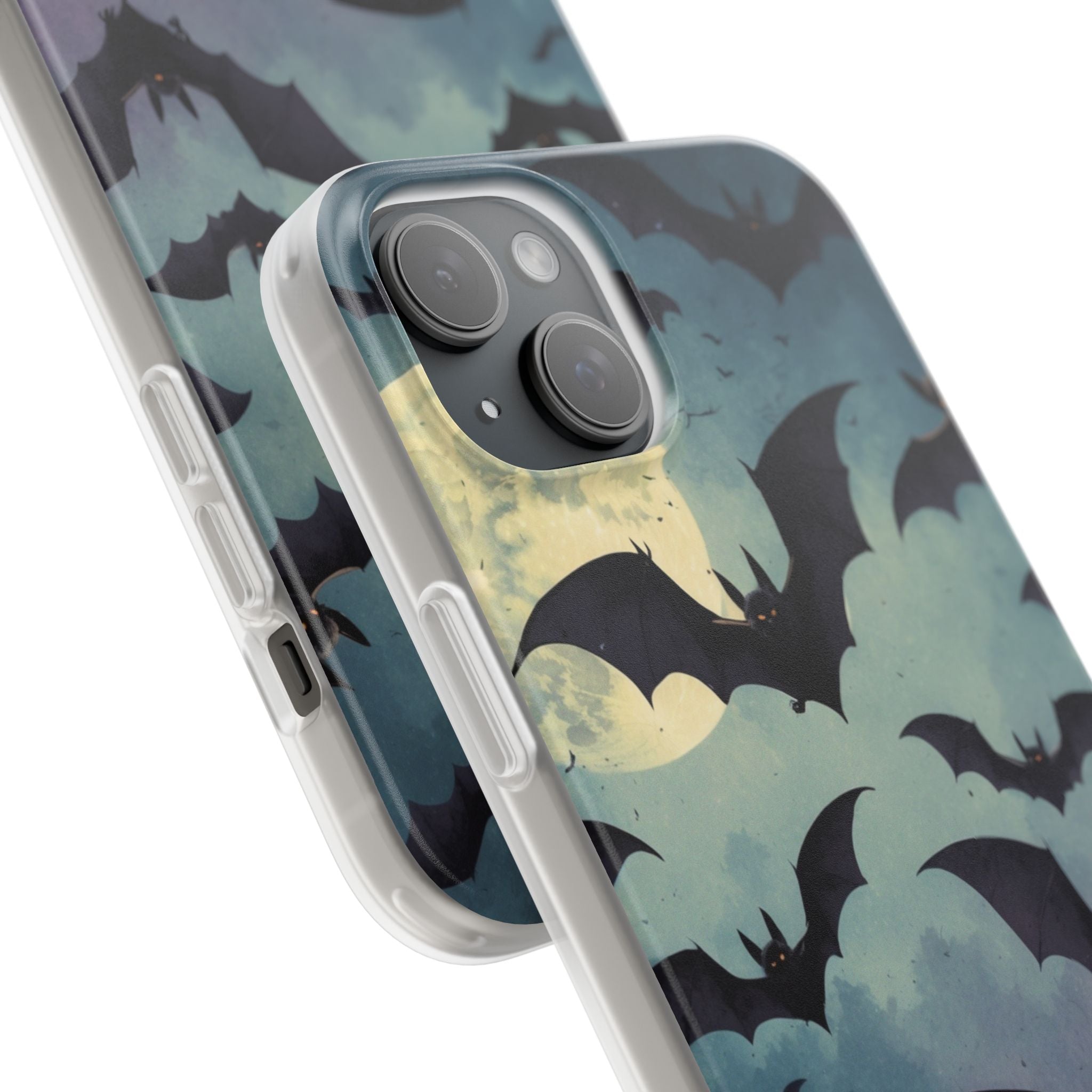 Glowing Bat Swarm iPhone 15 Plus Case - Soft