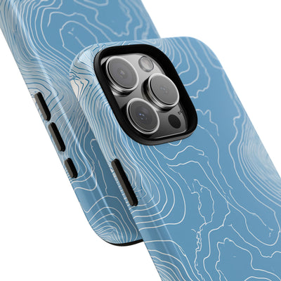 Blue Tough Phone Case for iPhone - Glacial Ridge Topo