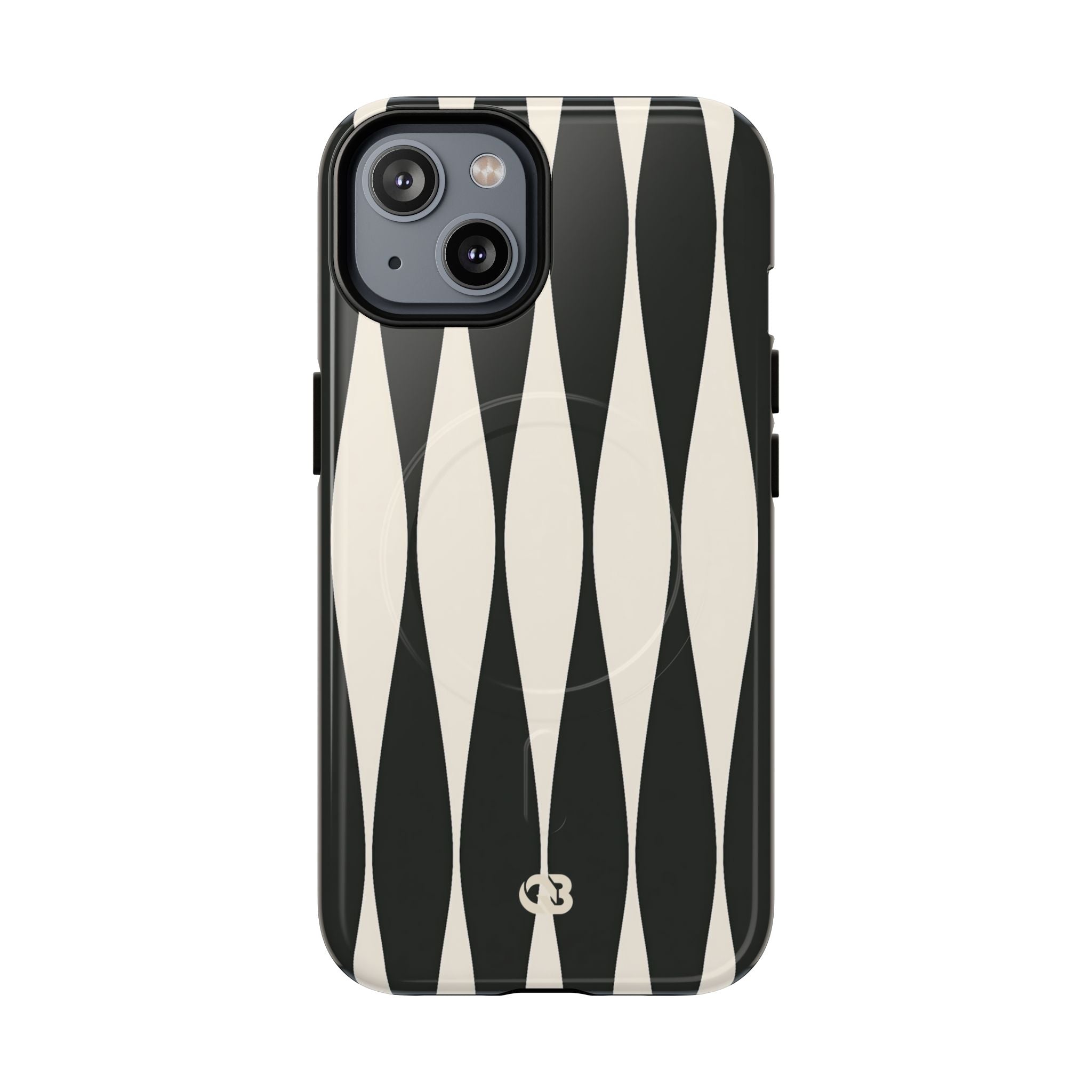 Black Tough 2.0 Magsafe Phone Case for iPhone - Ivory Spindle Grid