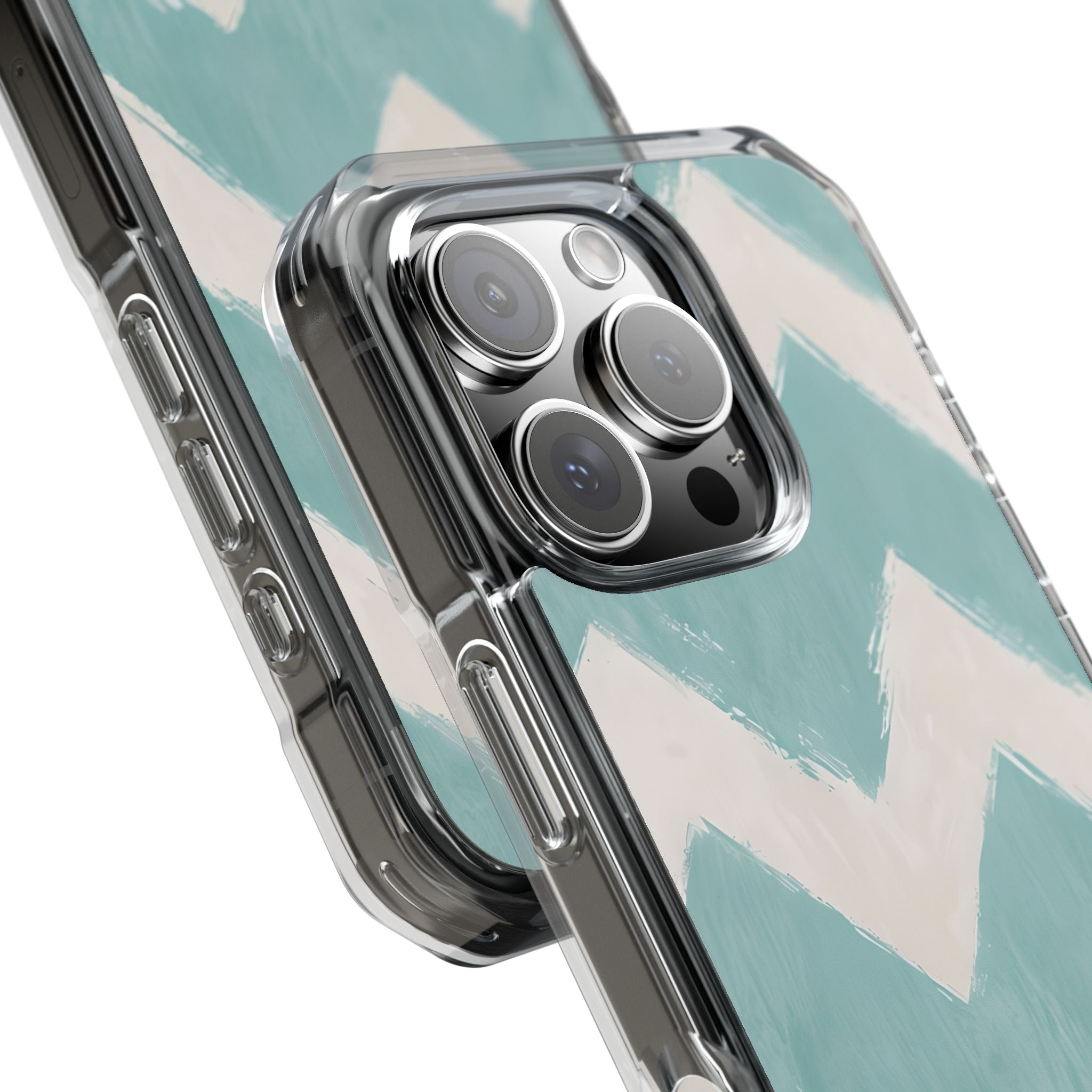 Teal Painted Chevron · Impact Coque de téléphone pour iPhone · Magsafe