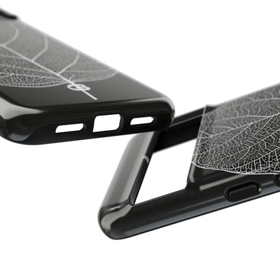 Black Tough Phone Case for Google Pixel - Bleached Leaf Lattice