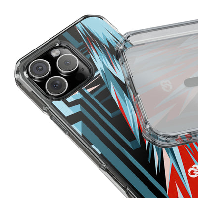 Blue Impact MagSafe Phone Case for iPhone - Glitch Peak Cyan