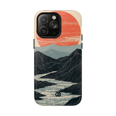Beige Tough 2.0 Magsafe Phone Case for iPhone - Crimson Ridge Flow