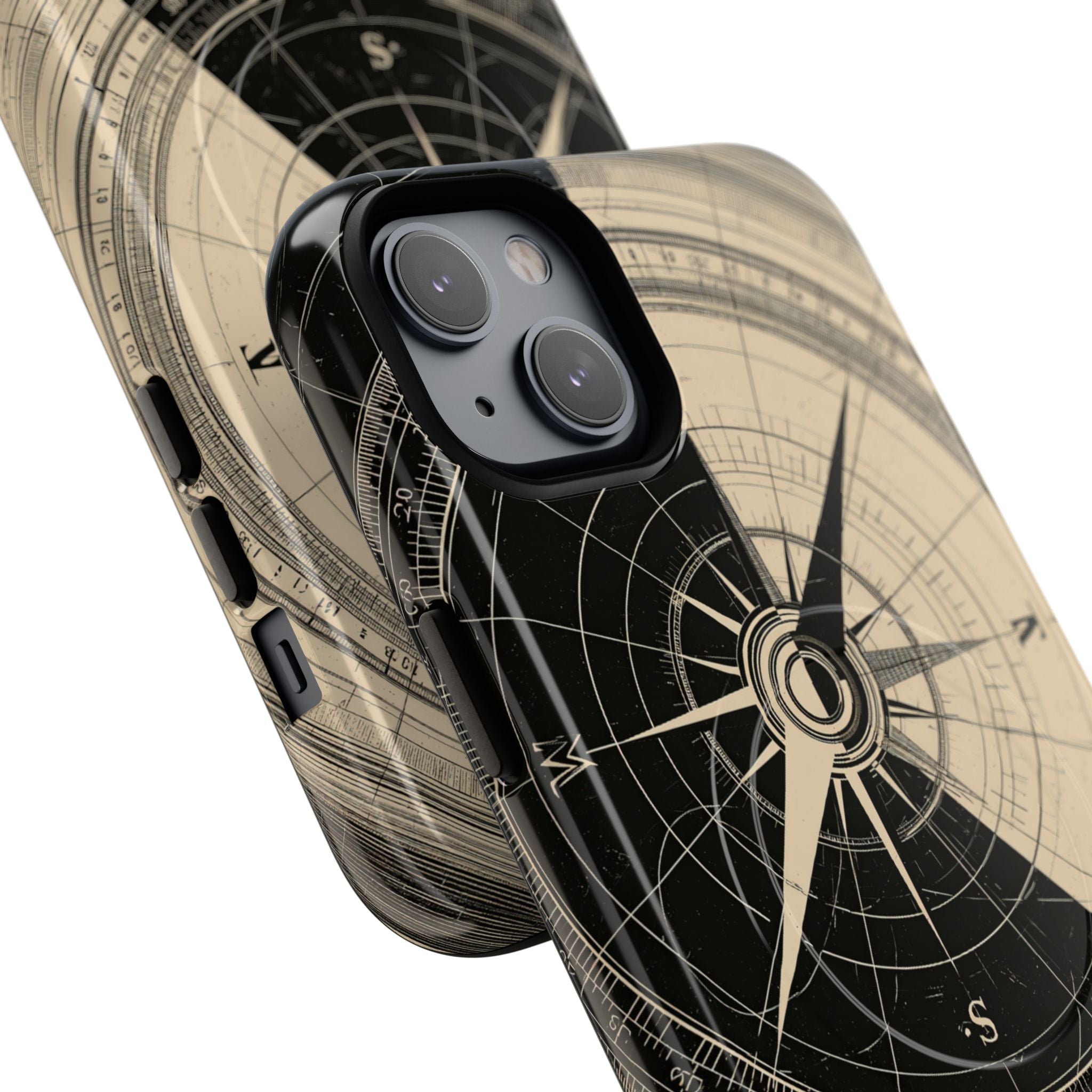 Beige Tough 2.0 Magsafe Phone Case for iPhone - Obsidian Nautical Blueprint