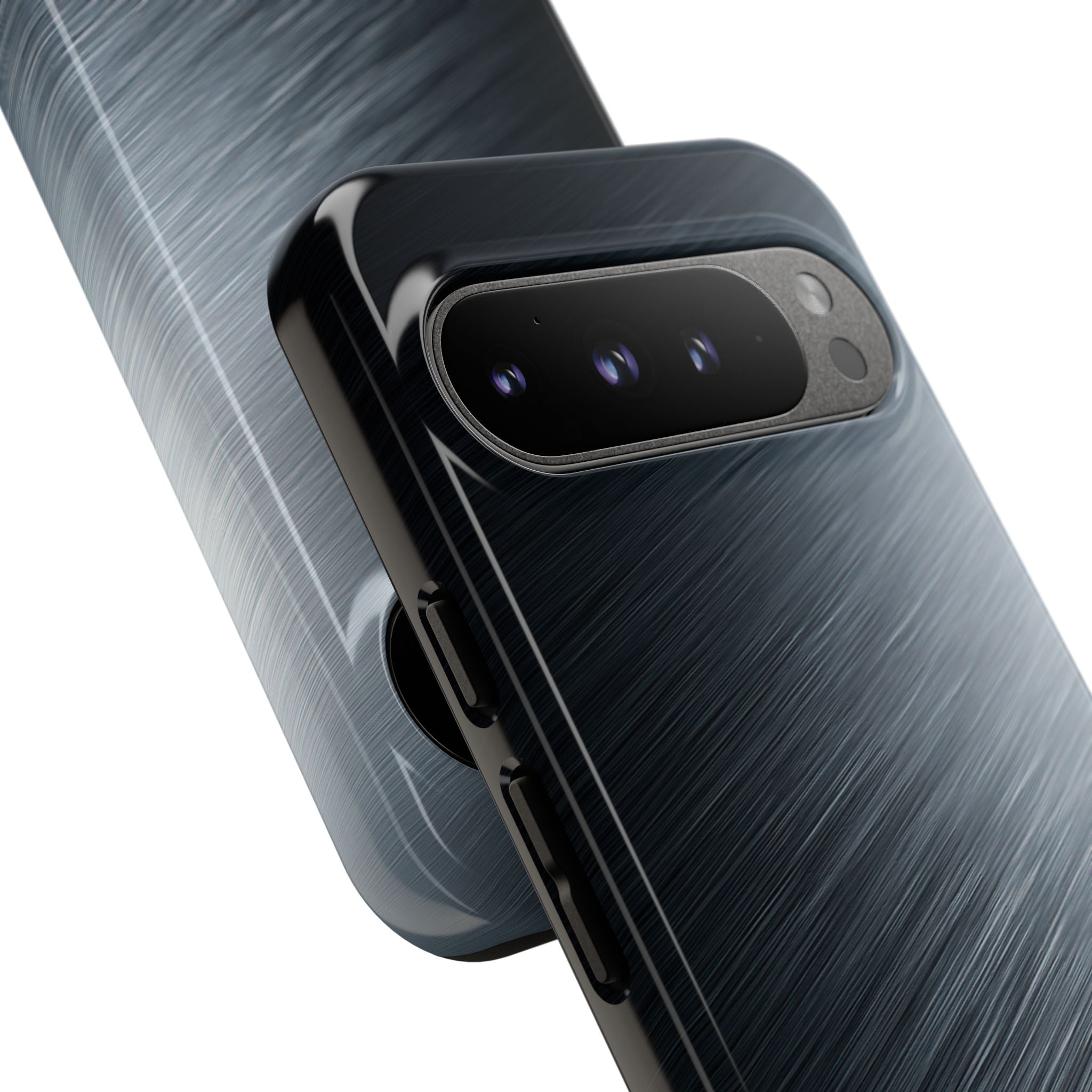 Grey Tough Phone Case for Google Pixel - Charcoal Brushed Steel