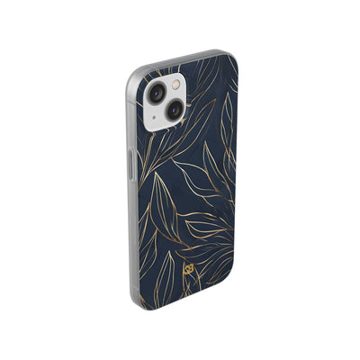 Gilded Navy Foliage · Soft Phone Case for iPhone