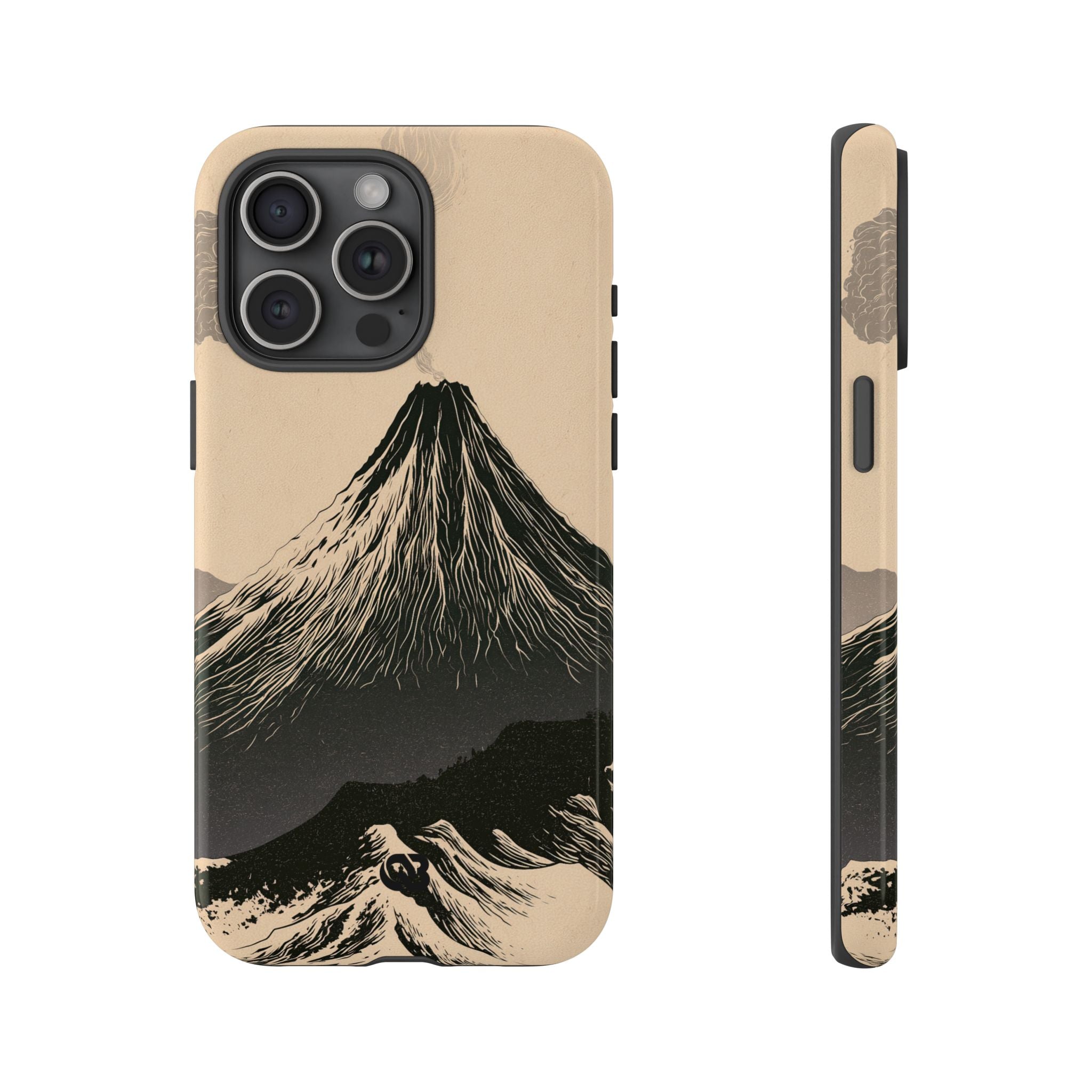 Beige Tough Phone Case for iPhone - Obsidian Ink Summit