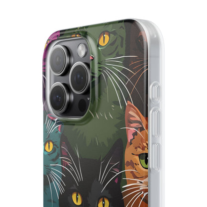 Sininen kissa ruudukko iPhone 15 Pro Max -pehmeä suojakotelo