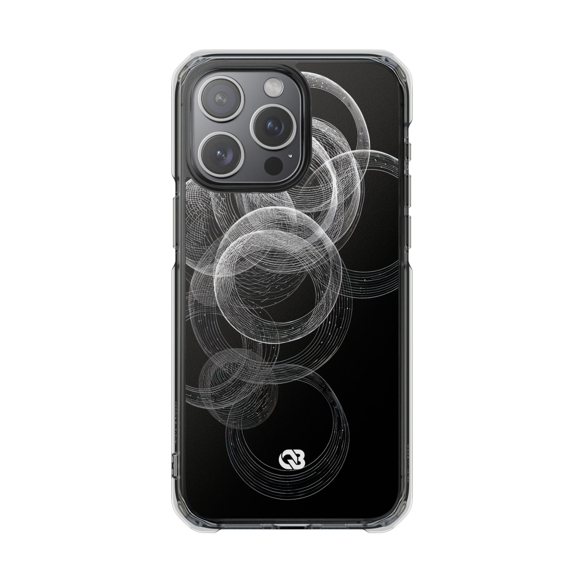 Black Impact MagSafe Phone Case for iPhone - Kinetic Wireframe Orbit