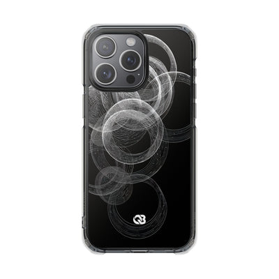Black Impact MagSafe Phone Case for iPhone - Kinetic Wireframe Orbit
