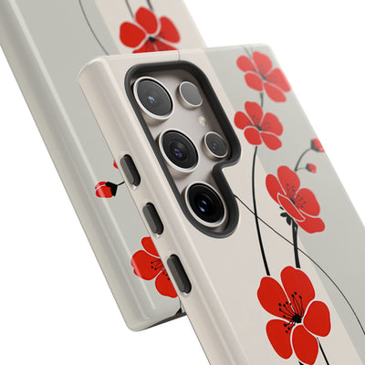 Beige Tough Phone Case for Samsung - Scarlet Ink Petals