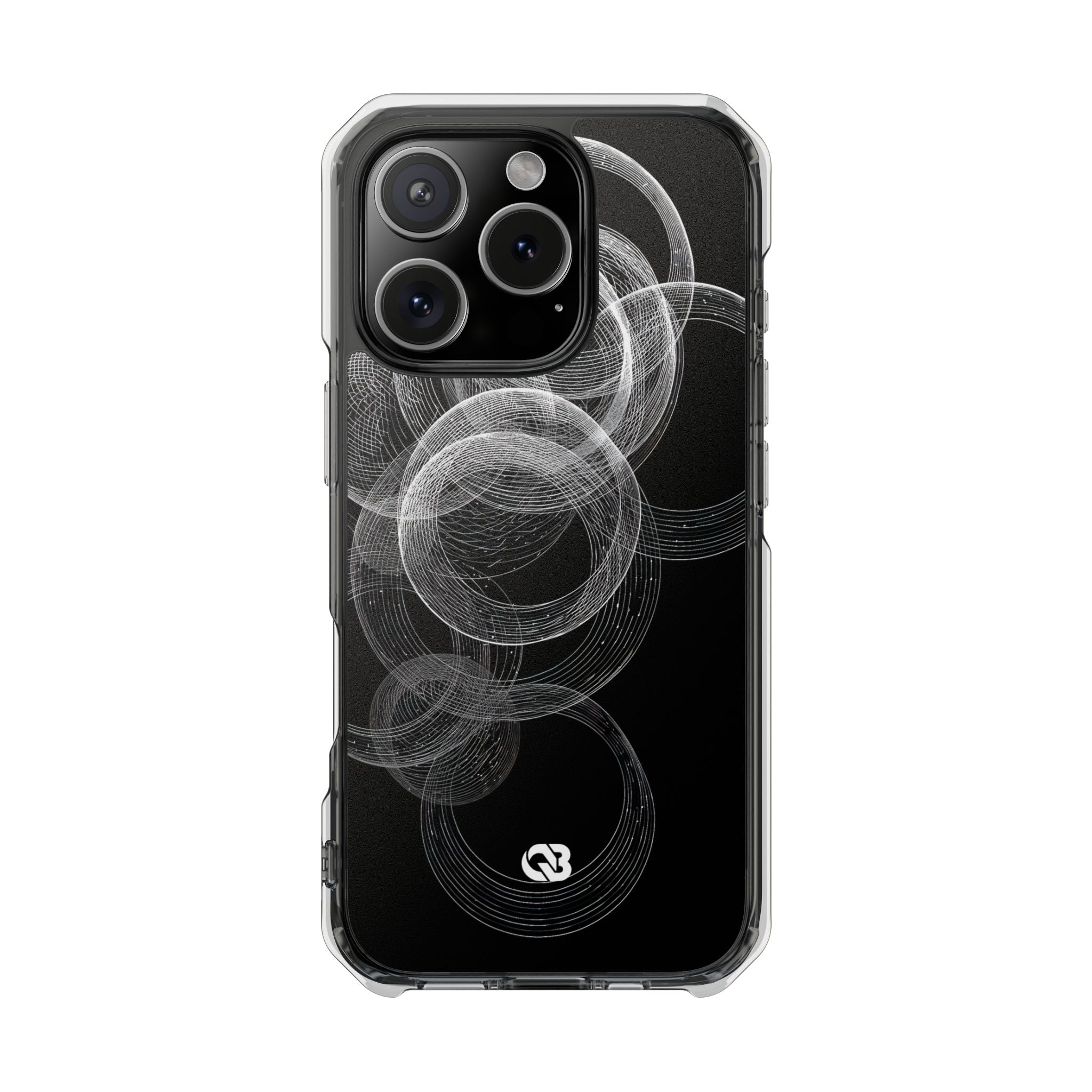 Black Impact MagSafe Phone Case for iPhone - Kinetic Wireframe Orbit