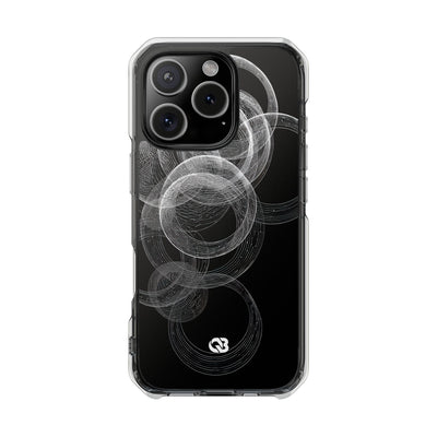 Black Impact MagSafe Phone Case for iPhone - Kinetic Wireframe Orbit