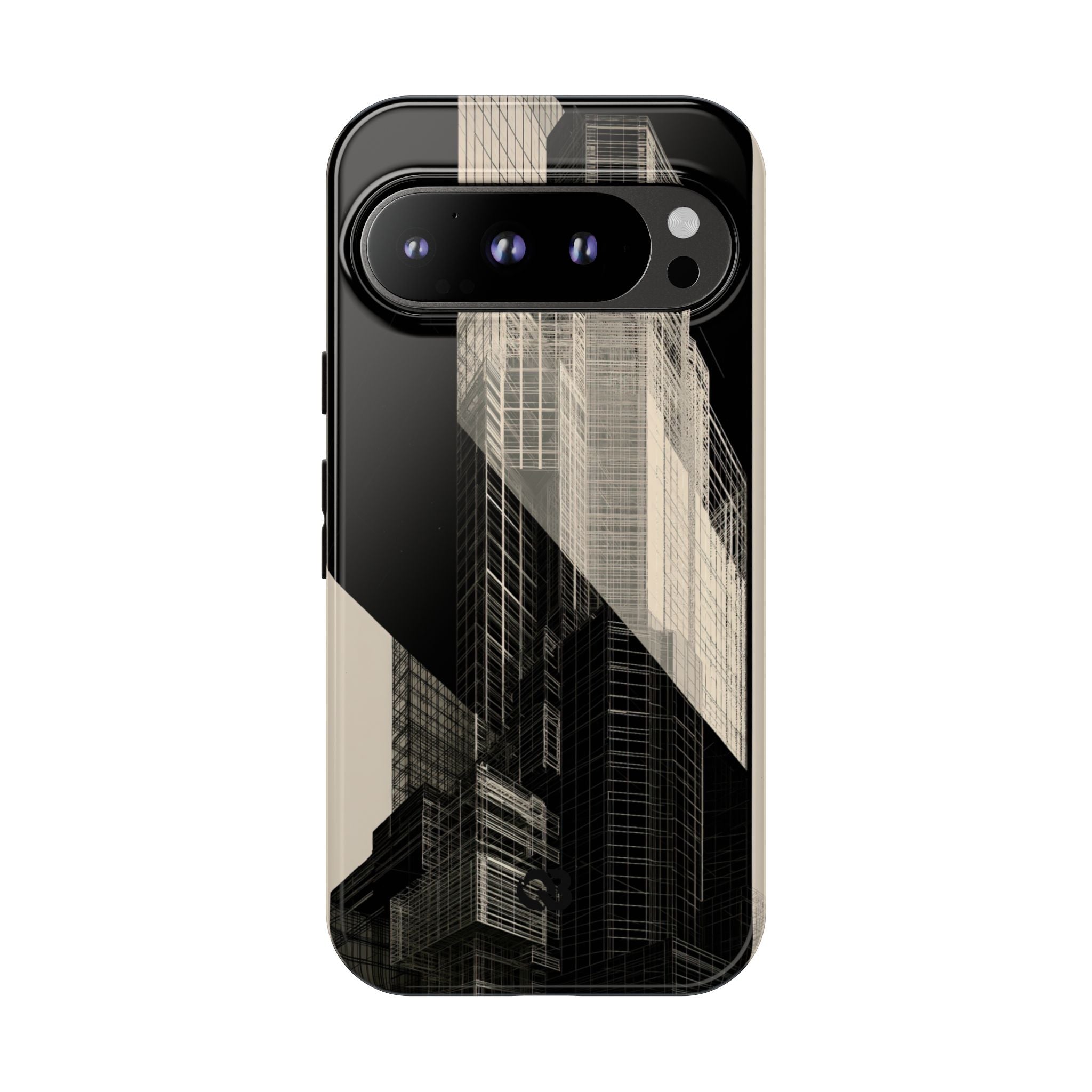 Beige Tough Phone Case for Google Pixel - Monolith Urban Grid