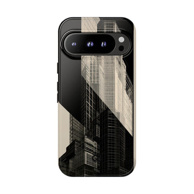 Beige Tough Phone Case for Google Pixel - Monolith Urban Grid