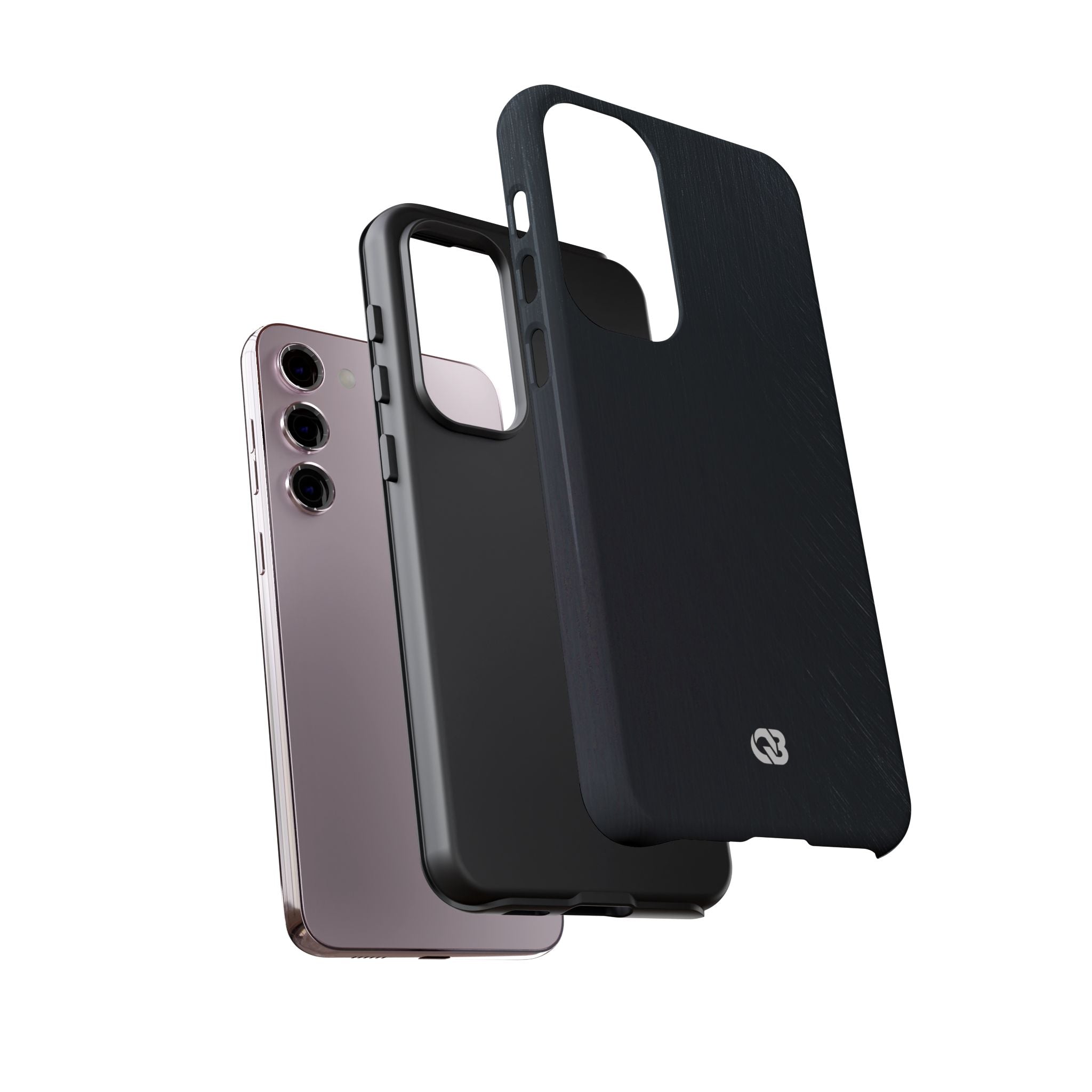 Black Tough Phone Case for Samsung - Midnight Brushed Grain