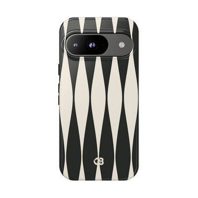 Black Tough Phone Case for Google Pixel - Ivory Spindle Grid