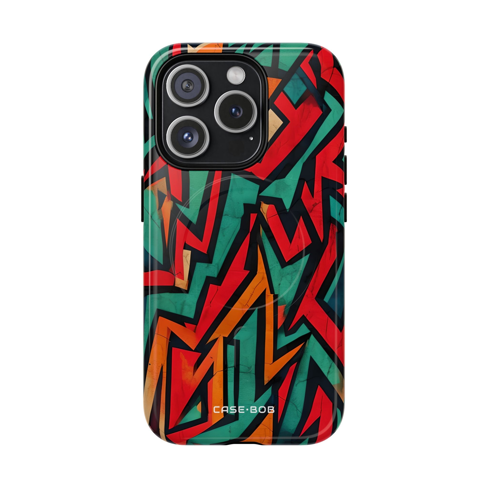 Crimson Zigzag iPhone 15 Pro Case - Tough+