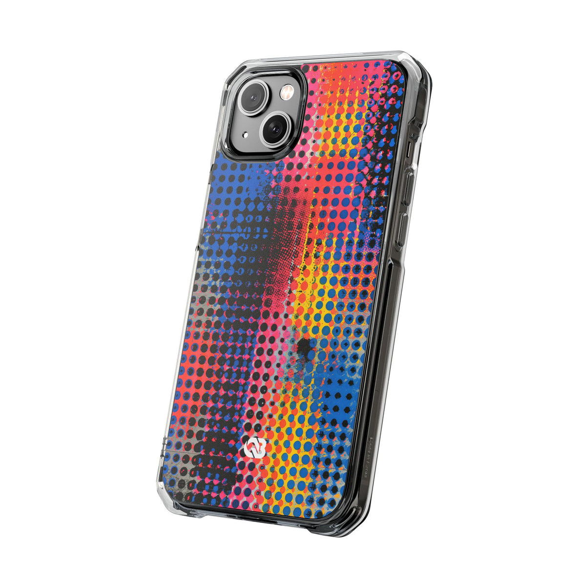 Chromatic Halftone Grid · Clear Impact Magnetic Phone Case for iPhone ·  Blue