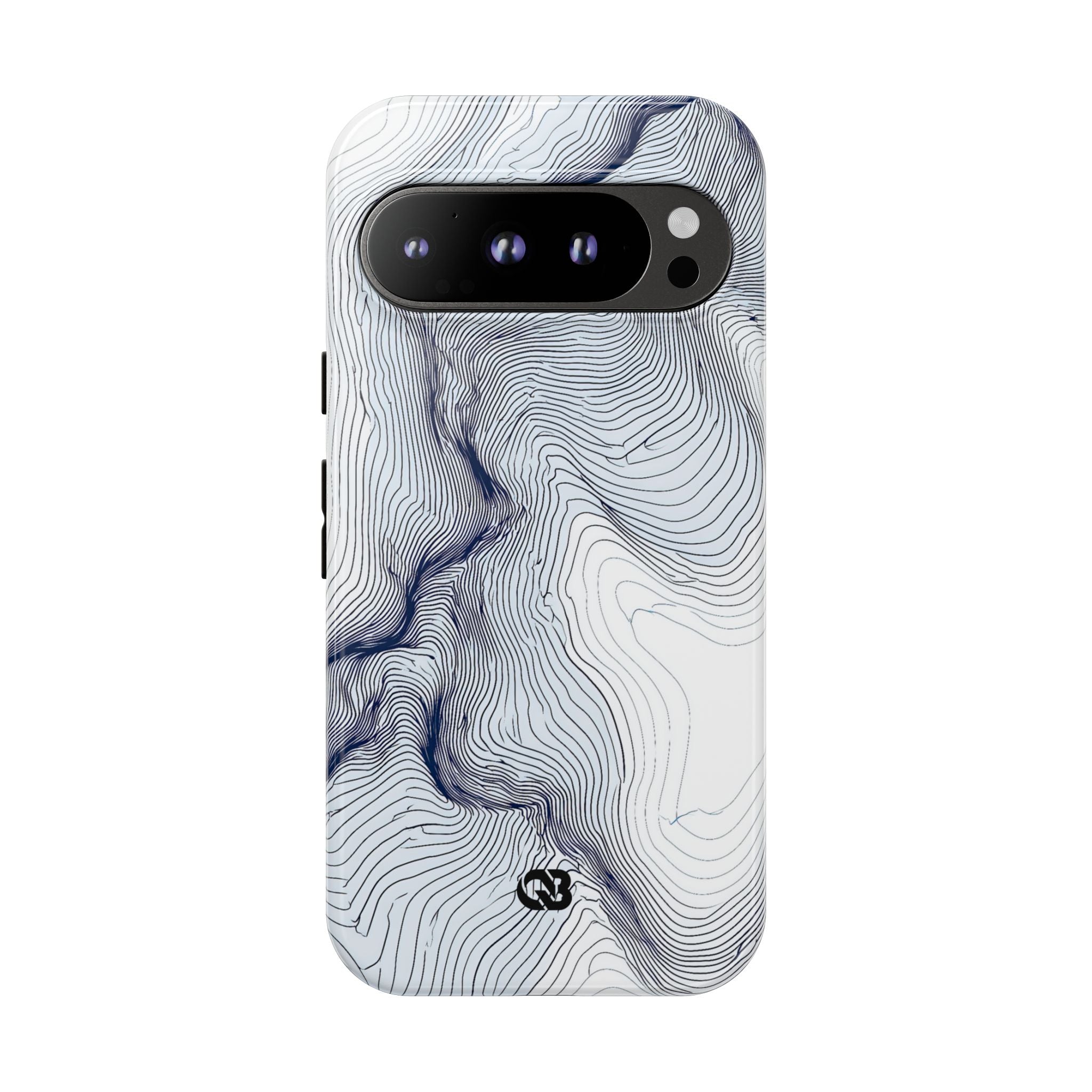 White Tough Phone Case for Google Pixel - Nordic Ridge Topo