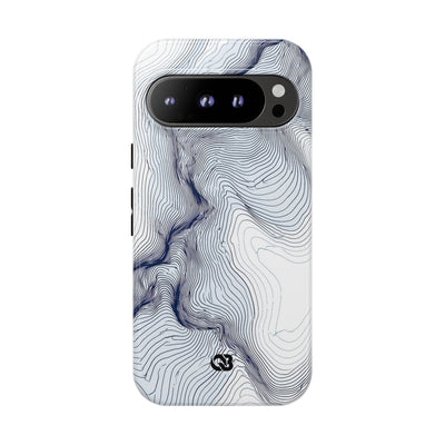 White Tough Phone Case for Google Pixel - Nordic Ridge Topo
