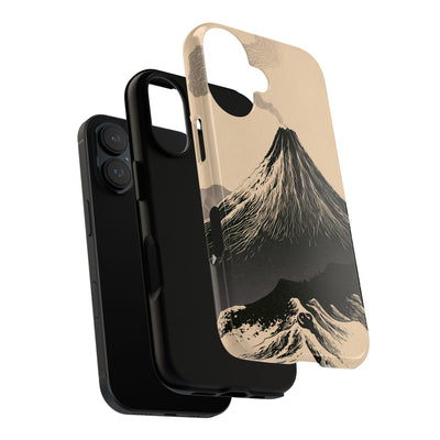 Beige Tough Phone Case for iPhone - Obsidian Ink Summit
