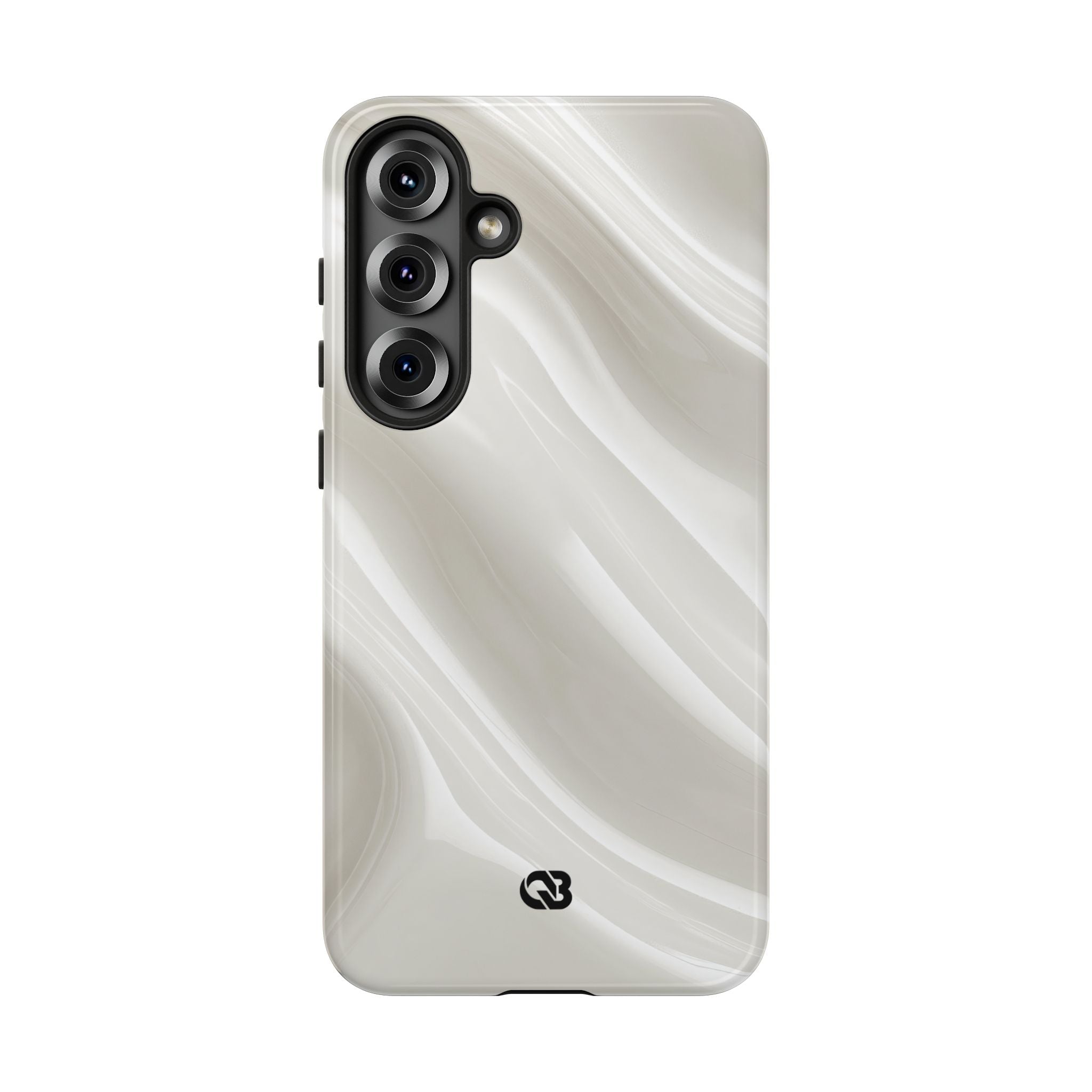 White Tough Phone Case for Samsung - Polished Ivory Wave