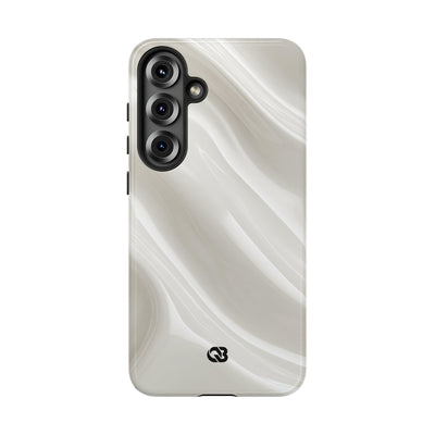 White Tough Phone Case for Samsung - Polished Ivory Wave