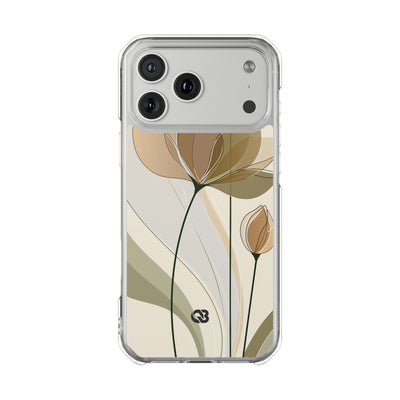 Translucent Petal Contour · Clear Impact Magnetic Phone Case for iPhone ·  Beige