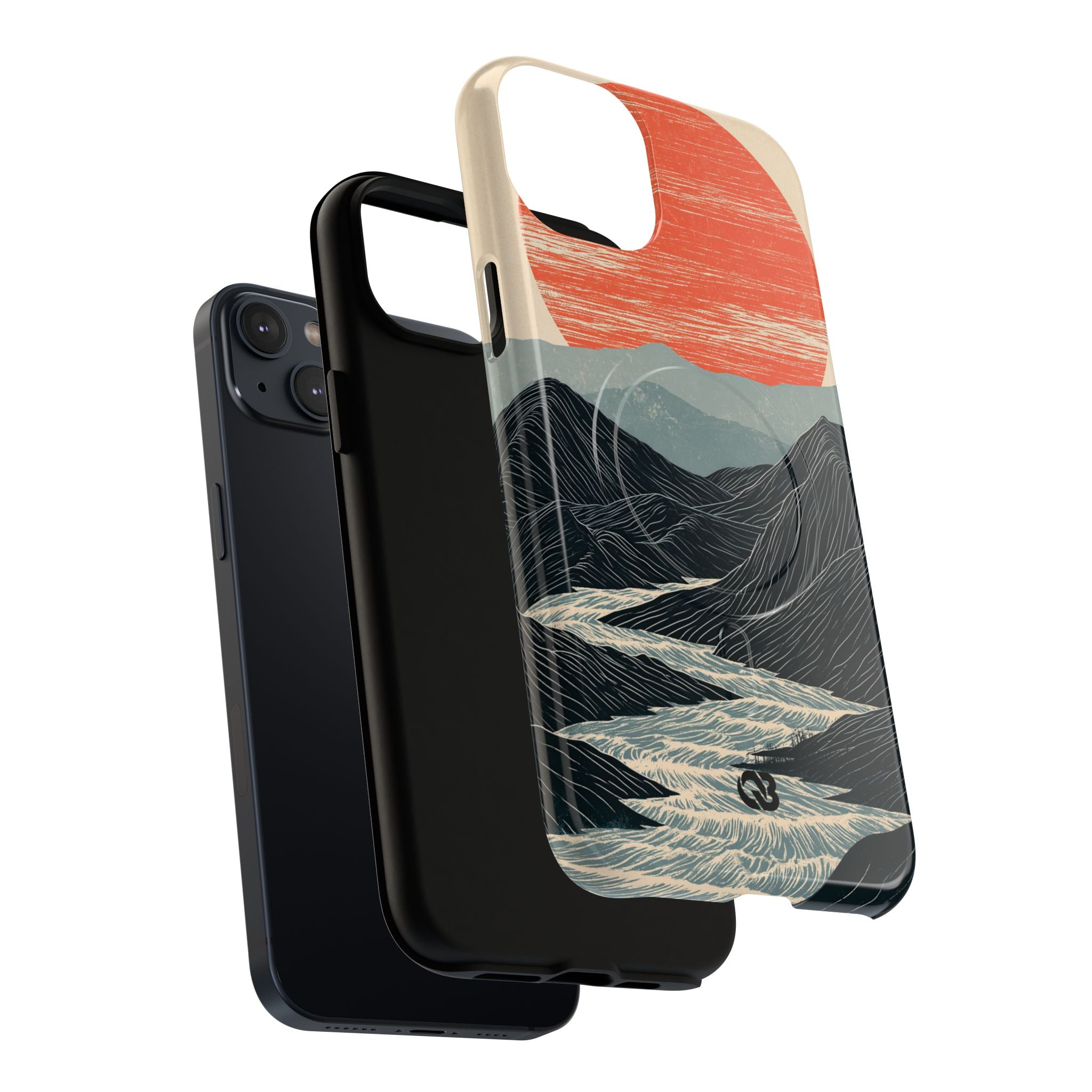 Beige Tough 2.0 Magsafe Phone Case for iPhone - Crimson Ridge Flow
