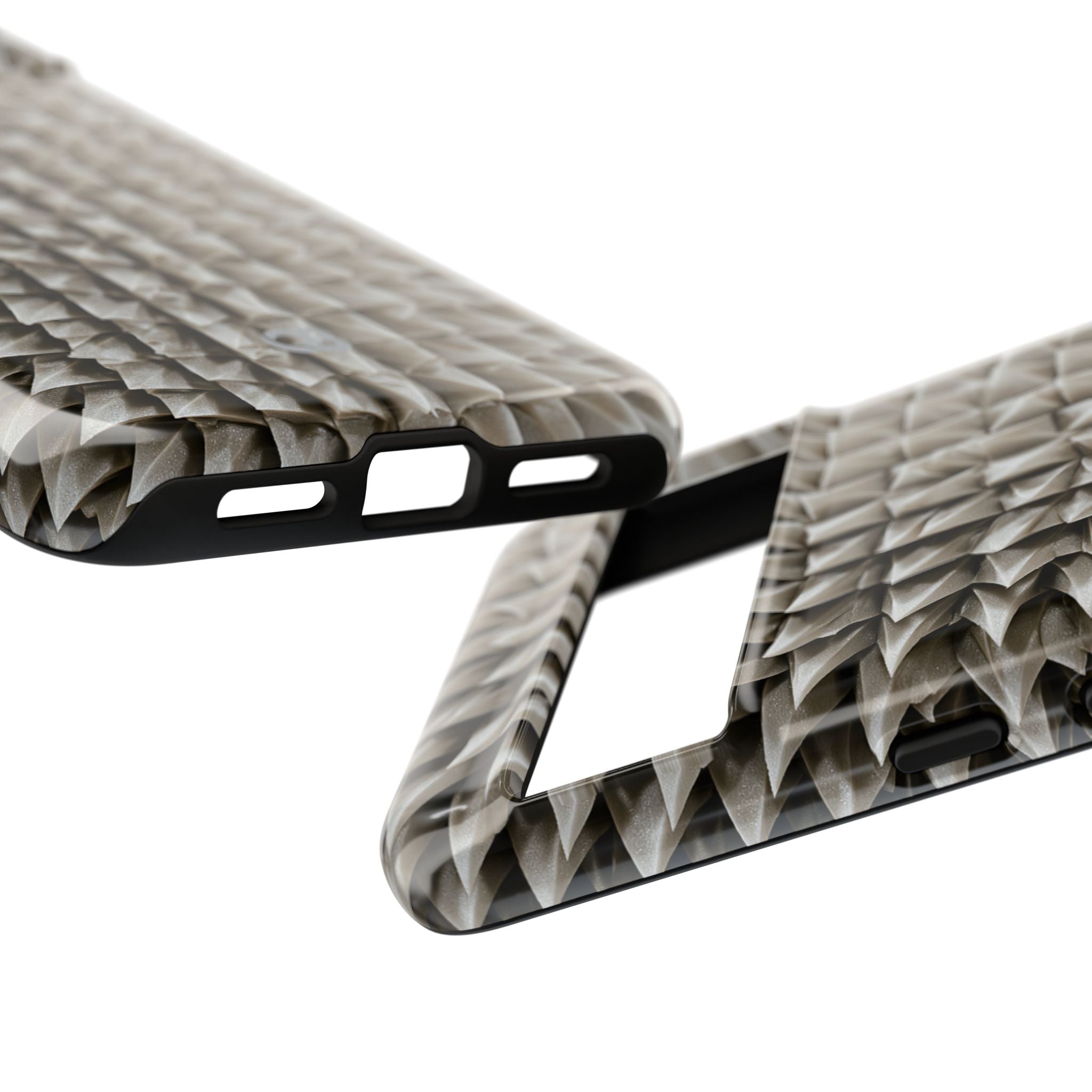 Beige Tough Phone Case for Google Pixel - Bone Spiked Grid