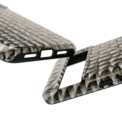 Beige Tough Phone Case for Google Pixel - Bone Spiked Grid