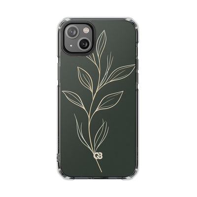 Minimal Botanical Stem · Clear Impact Magnetic Phone Case for iPhone ·  Green