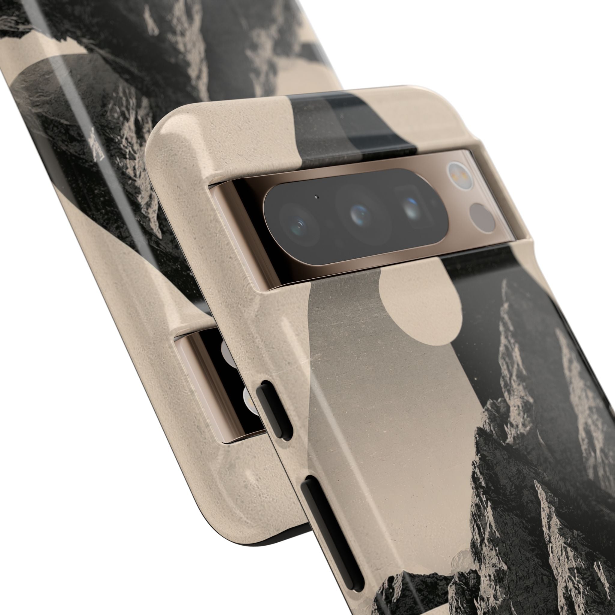 Beige Tough Phone Case for Google Pixel - Obsidian Summit Parchment