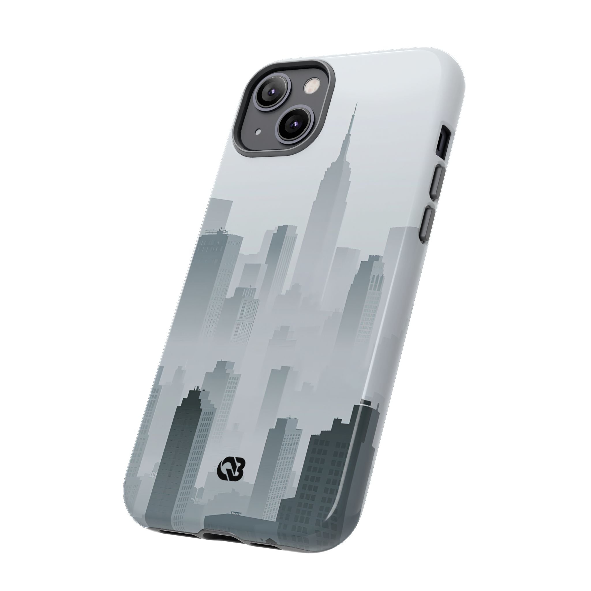 Grey Tough Phone Case for iPhone - Steel Mist Skyline
