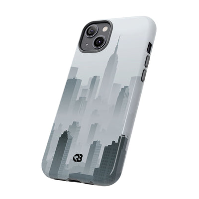Grey Tough Phone Case for iPhone - Steel Mist Skyline